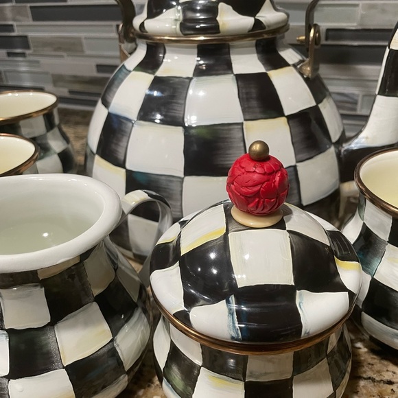 Mackenzie Childs Tea Kettle 7pc Set - Picture 4 of 7